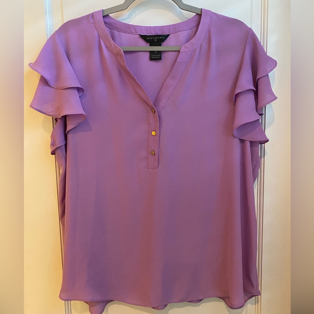 Investments Lavender Dressy Office Blouse 1X